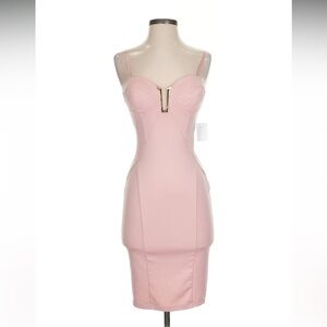 Charlotte Russe Pink Bodycon Midi Dress Sweetheart Neckline
